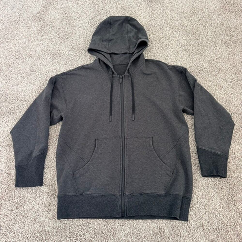 Lululemon Ready to Roll Hoodie Heathered Black Women's 8 Full Zip Pockets